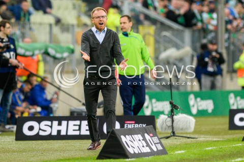  07.04.2018 GDANSK<br />PILKA NOZNA - EKSTRAKLASA SEZON 2017/2018<br />MECZ LECHIA GDANSK - ARKA GDYNIA<br />N/Z PIOTR STOKOWIEC SYLWETKA<br /> 