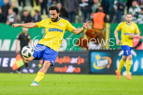  07.04.2018 GDANSK<br />PILKA NOZNA - EKSTRAKLASA SEZON 2017/2018<br />MECZ LECHIA GDANSK - ARKA GDYNIA<br />N/Z ENRIQUE ESQUEDA SYLWETKA<br /> 