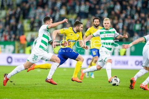  07.04.2018 GDANSK<br />PILKA NOZNA - EKSTRAKLASA SEZON 2017/2018<br />MECZ LECHIA GDANSK - ARKA GDYNIA<br />N/Z LUKA ZARANDIA JOAO NUNES DANIEL LUKASIK<br /> 
