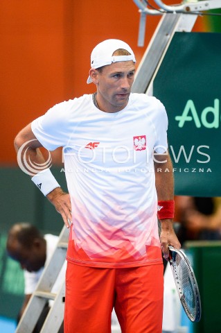  08.04.2018 SOPOT<br />DAVIS CUP BNP PARIBAS DRUZYNOWE MISTRZOSTWA SWIATA W TENISIE 2 RUNDA STREFY EURO AFRYKANSKIEJ<br />DAVIS CUP BNP PARIBAS THE WORLD CUP OF TENNIS 2 ROUND EURO AFRICA AREA<br />POLSKA (poland) - ZIMBABWE (zimbabwe)<br />N/Z LUKASZ KUBOT SYLWETKA<br /> 