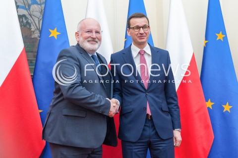  09.04.2018 WARSZAWA<br />SPOTKANIE PREMIERA Z WICEPRZEWODNICZACYM KOMISJI EUROPEJSKIEJ FRANSEM TIMMERMANSEM<br />N/Z WICEPRZEWODNICZACY KOMISJI EUROPEJSKIEJ FRANS TIMMERMANS PREMIER RP MATEUSZ MORAWIECKI<br /> 