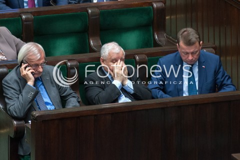  13.04.2018 WARSZAWA SEJM<br />POSIEDZENIE SEJMU<br />N/Z JAROSLAW KACZYNSKI MARIUSZ BLASZCZAK RYSZARD TERLECKI<br /> 