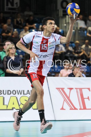  15.04.2018 RZESZOW<br />SIATKOWKA PLUSLIGA 2017/2018 MEN VOLLEYBALL POLAND POLISH PLUS LIGA LEAGUE SEASON 2017/2018 <br />MECZ ASSECO RESOVIA RZESZOW - STOCZNIA SZCZECIN <br />N/Z BARTHELEMY CHINENYEZE SYLWETKA <br /> 