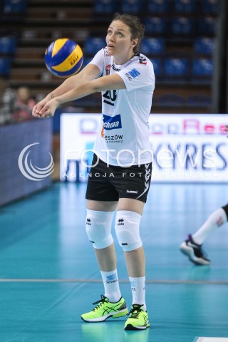  16.04.2018 RZESZOW <br />SIATKOWKA LIGA SIATKOWKI KOBIET LSK 2017/2018 WOMEN VOLLEYBALL POLAND POLISH LEAGUE <br />FAZA PLAYOFF - POLFINAL - 1. MECZ<br />MECZ DEVELOPRES SKYRES RZESZOW - LKS COMMERCECON LODZ <br />N/Z JELENA BLAGOJEVIC SYLWETKA <br /> 