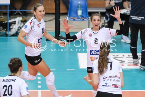  16.04.2018 RZESZOW <br />SIATKOWKA LIGA SIATKOWKI KOBIET LSK 2017/2018 WOMEN VOLLEYBALL POLAND POLISH LEAGUE <br />FAZA PLAYOFF - POLFINAL - 1. MECZ<br />MECZ DEVELOPRES SKYRES RZESZOW - LKS COMMERCECON LODZ <br />N/Z ADELA HELIC ANNA KACZMAR RADOSC EMOCJE <br /> 