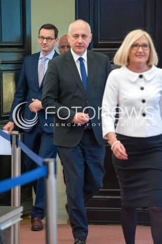  17.04.2018 WARSZAWA<br />KONFERENCJA PREMIERA MATEUSZA MORAWIECKIEGO I MINISTRA JOACHIMA BRUDZINSKIEGO<br />N/Z PREMIER MATEUSZ MORAWIECKI JOACHIM BRUDZINSKI JOANNA KOPCINSKA <br /> 
