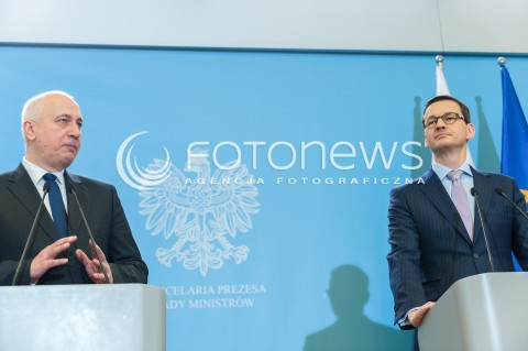  17.04.2018 WARSZAWA<br />KONFERENCJA PREMIERA MATEUSZA MORAWIECKIEGO I MINISTRA JOACHIMA BRUDZINSKIEGO<br />N/Z PREMIER MATEUSZ MORAWIECKI JOACHIM BRUDZINSKI <br /> 