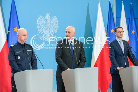  17.04.2018 WARSZAWA<br />KONFERENCJA PREMIERA MATEUSZA MORAWIECKIEGO I MINISTRA JOACHIMA BRUDZINSKIEGO<br />N/Z PREMIER MATEUSZ MORAWIECKI JOACHIM BRUDZINSKI JAROSLAW SZYMCZYK<br /> 