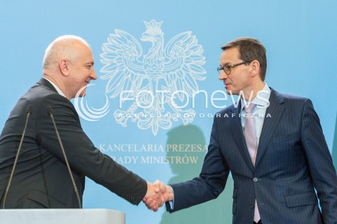  17.04.2018 WARSZAWA<br />KONFERENCJA PREMIERA MATEUSZA MORAWIECKIEGO I MINISTRA JOACHIMA BRUDZINSKIEGO<br />N/Z PREMIER MATEUSZ MORAWIECKI JOACHIM BRUDZINSKI<br /> 
