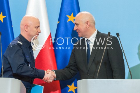  17.04.2018 WARSZAWA<br />KONFERENCJA PREMIERA MATEUSZA MORAWIECKIEGO I MINISTRA JOACHIMA BRUDZINSKIEGO<br />N/Z JAROSLAW SZYMCZYK JOACHIM BRUDZINSKI<br /> 