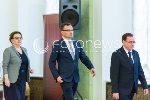  17.04.2018 WARSZAWA PALAC PREZYDENCKI<br />POWOLANIE NOWEGO MINISTRA CYFRYZACJI MARKA ZAGORSKIEGO<br />N/Z ANNA ZALEWSKA ZBIGNIEW ZIOBRO MARIUSZ KAMINSKI<br /> 