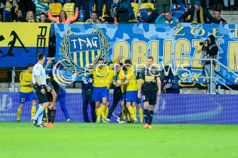  17.04.2018 GDYNIA <br />PILKA NOZNA - PUCHAR POLSKI PZPN<br />POLFINAL MECZ DRUGI<br />MECZ ARKA GDYNIA - KORONA KIELCE<br />N/Z MARCUS DA SILVA RADOSC BRAMKA GOL NA 1:0<br /> 