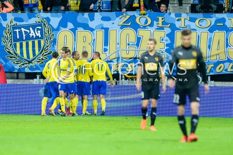  17.04.2018 GDYNIA <br />PILKA NOZNA - PUCHAR POLSKI PZPN<br />POLFINAL MECZ DRUGI<br />MECZ ARKA GDYNIA - KORONA KIELCE<br />N/Z MARCUS DA SILVA RADOSC BRAMKA GOL NA 1:0<br /> 