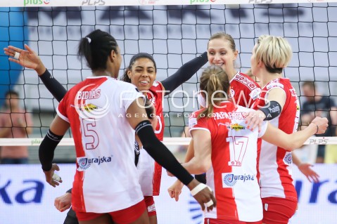  19.04.2018 LODZ SIATKOWKA <br />
ORLEN LIGA  SEZON 2017/2018 <br />
LKS COMMERCECON LODZ - DEVELOPRES SKYRES RZESZOW<br />
N/Z RADOSC EMOCJE WYGRANA DEJA MCCLENDON<br />
 