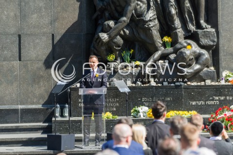  19.04.2018 WARSZWA<br />75 ROCZNICA WYBUCHU POWSTANIA W GETCIE WARSZAWSKIM<br />N/Z PREZYDENT RP ANDRZEJ DUDA <br /> 