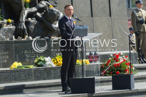  19.04.2018 WARSZWA<br />75 ROCZNICA WYBUCHU POWSTANIA W GETCIE WARSZAWSKIM<br />N/Z PREZYDENT RP ANDRZEJ DUDA <br /> 