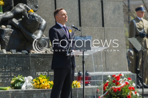  19.04.2018 WARSZWA<br />75 ROCZNICA WYBUCHU POWSTANIA W GETCIE WARSZAWSKIM<br />N/Z PREZYDENT RP ANDRZEJ DUDA <br /> 