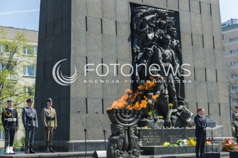  19.04.2018 WARSZWA<br />75 ROCZNICA WYBUCHU POWSTANIA W GETCIE WARSZAWSKIM<br />N/Z PREZYDENT RP ANDRZEJ DUDA <br /> 