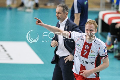  21.04.2018 RZESZOW<br />SIATKOWKA PLUSLIGA 2017/2018 MEN VOLLEYBALL POLAND POLISH PLUS LIGA LEAGUE SEASON 2017/2018<br />FAZA PLAY-OFF - CWIERCFINAL - 2. MECZ<br />MECZ ASSECO RESOVIA RZESZOW - INDYKPOL AZS OLSZTYN <br />N/Z JAKUB JAROSZ RADOSC EMOCJE SYLWETKA <br /> 