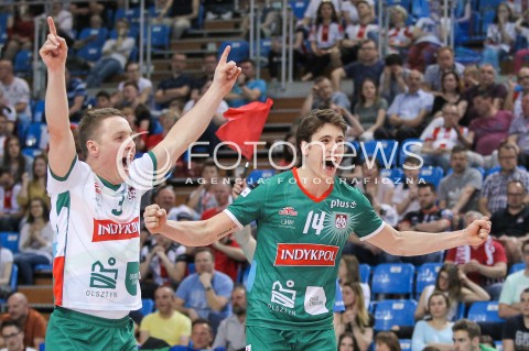  21.04.2018 RZESZOW<br />SIATKOWKA PLUSLIGA 2017/2018 MEN VOLLEYBALL POLAND POLISH PLUS LIGA LEAGUE SEASON 2017/2018<br />FAZA PLAY-OFF - CWIERCFINAL - 2. MECZ<br />MECZ ASSECO RESOVIA RZESZOW - INDYKPOL AZS OLSZTYN <br />N/Z TOMAS ROUSSEAUX MICHAL ZUREK RADOSC EMOCJE SYLWETKA <br /> 