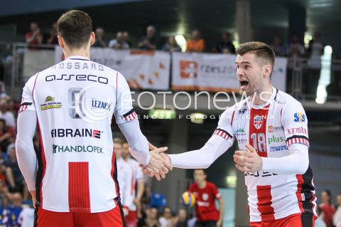  21.04.2018 RZESZOW<br />SIATKOWKA PLUSLIGA 2017/2018 MEN VOLLEYBALL POLAND POLISH PLUS LIGA LEAGUE SEASON 2017/2018<br />FAZA PLAY-OFF - CWIERCFINAL - 2. MECZ<br />MECZ ASSECO RESOVIA RZESZOW - INDYKPOL AZS OLSZTYN <br />N/Z DAWID DRYJA RADOSC EMOCJE <br /> 
