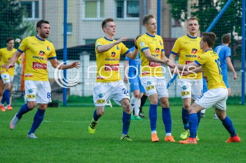  21.04.2018 JAROSLAW <br />PILKA NOZNA III LIGA 2017/2018 GRUPA IV <br />MECZ JKS 1909 JAROSLAW - MOTOR LUBLIN <br />N/Z JULIEN TADROWSKI RADOSC BRAMKA GOL NA 0:1<br /> 
