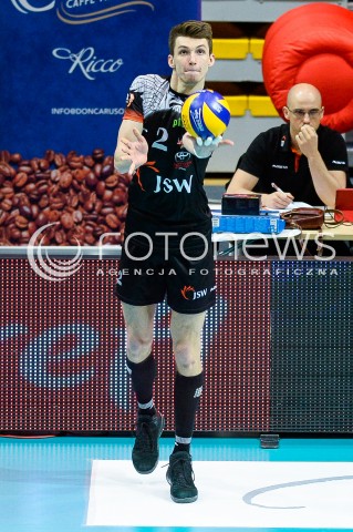  21.04.2018 GDYNIA<br />SIATKOWKA - PLAY OFF<br />PLUS LIGA SEZON 2017/2018<br />MECZ TREFL GDANSK - JASTRZEBSKI WEGIEL<br />N/Z MACIEJ MUZAJ SYLWETKA<br /> 