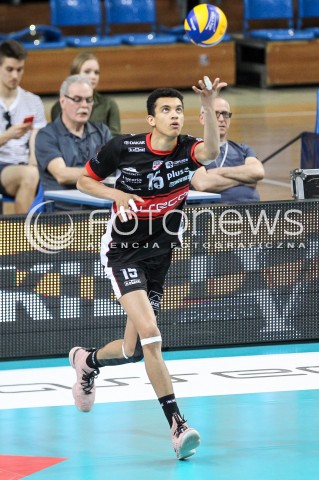  22.04.2018 RZESZOW<br />SIATKOWKA PLUSLIGA 2017/2018 MEN VOLLEYBALL POLAND POLISH PLUS LIGA LEAGUE SEASON 2017/2018<br />FAZA PLAY-OFF - CWIERCFINAL - 3. MECZ<br />MECZ ASSECO RESOVIA RZESZOW - INDYKPOL AZS OLSZTYN <br />N/Z BARTHELEMY CHINENYEZE SYLWETKA <br /> 