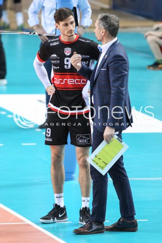  22.04.2018 RZESZOW<br />SIATKOWKA PLUSLIGA 2017/2018 MEN VOLLEYBALL POLAND POLISH PLUS LIGA LEAGUE SEASON 2017/2018<br />FAZA PLAY-OFF - CWIERCFINAL - 3. MECZ<br />MECZ ASSECO RESOVIA RZESZOW - INDYKPOL AZS OLSZTYN <br />N/Z THIBAULT ROSSARD ANDRZEJ KOWAL - I TRENER ( HEAD COACH ) SYLWETKA <br /> 
