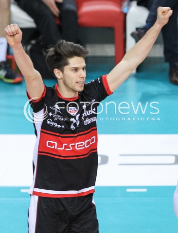  22.04.2018 RZESZOW<br />SIATKOWKA PLUSLIGA 2017/2018 MEN VOLLEYBALL POLAND POLISH PLUS LIGA LEAGUE SEASON 2017/2018<br />FAZA PLAY-OFF - CWIERCFINAL - 3. MECZ<br />MECZ ASSECO RESOVIA RZESZOW - INDYKPOL AZS OLSZTYN <br />N/Z ALEKSANDER SLIWKA RADOSC EMOCJE SYLWETKA <br /> 