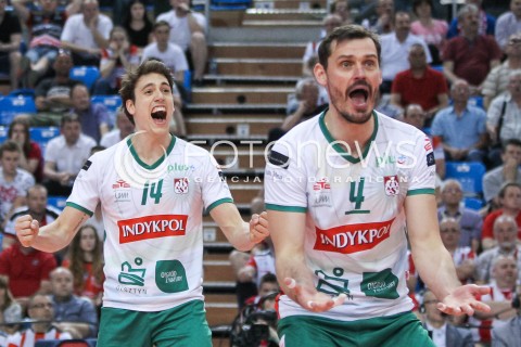  22.04.2018 RZESZOW<br />SIATKOWKA PLUSLIGA 2017/2018 MEN VOLLEYBALL POLAND POLISH PLUS LIGA LEAGUE SEASON 2017/2018<br />FAZA PLAY-OFF - CWIERCFINAL - 3. MECZ<br />MECZ ASSECO RESOVIA RZESZOW - INDYKPOL AZS OLSZTYN <br />N/Z TOMAS ROUSSEAUX DANIEL PLINSKI RADOSC EMOCJE SYLWETKA <br /> 
