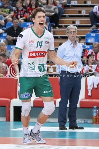  22.04.2018 RZESZOW<br />SIATKOWKA PLUSLIGA 2017/2018 MEN VOLLEYBALL POLAND POLISH PLUS LIGA LEAGUE SEASON 2017/2018<br />FAZA PLAY-OFF - CWIERCFINAL - 3. MECZ<br />MECZ ASSECO RESOVIA RZESZOW - INDYKPOL AZS OLSZTYN <br />N/Z TOMAS ROUSSEAUX RADOSC EMOCJE SYLWETKA <br /> 