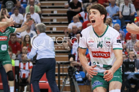  22.04.2018 RZESZOW<br />SIATKOWKA PLUSLIGA 2017/2018 MEN VOLLEYBALL POLAND POLISH PLUS LIGA LEAGUE SEASON 2017/2018<br />FAZA PLAY-OFF - CWIERCFINAL - 3. MECZ<br />MECZ ASSECO RESOVIA RZESZOW - INDYKPOL AZS OLSZTYN <br />N/Z TOMAS ROUSSEAUX SYLWETKA RADOSC EMOCJE ZWYCIESTWO AWANS<br /> 