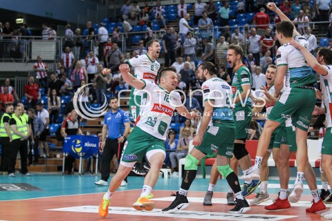  22.04.2018 RZESZOW<br />SIATKOWKA PLUSLIGA 2017/2018 MEN VOLLEYBALL POLAND POLISH PLUS LIGA LEAGUE SEASON 2017/2018<br />FAZA PLAY-OFF - CWIERCFINAL - 3. MECZ<br />MECZ ASSECO RESOVIA RZESZOW - INDYKPOL AZS OLSZTYN <br />N/Z PAWEL WOICKI JAN HADRAVA SYLWETKA RADOSC EMOCJE ZWYCIESTWO AWANS<br /> 