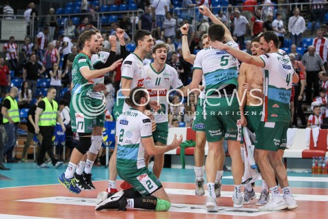  22.04.2018 RZESZOW<br />SIATKOWKA PLUSLIGA 2017/2018 MEN VOLLEYBALL POLAND POLISH PLUS LIGA LEAGUE SEASON 2017/2018<br />FAZA PLAY-OFF - CWIERCFINAL - 3. MECZ<br />MECZ ASSECO RESOVIA RZESZOW - INDYKPOL AZS OLSZTYN <br />N/Z JAN HADRAVA BLAKE SCHEERHOORN MATEUSZ KANCZOK DANIEL PLINSKI TOMAS ROUSSEAUX RADOSC EMOCJE ZWYCIESTWO AWANS<br /> 
