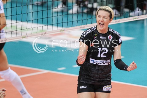  23.04.2018 RZESZOW <br />SIATKOWKA LIGA SIATKOWKI KOBIET LSK 2017/2018 WOMEN VOLLEYBALL POLAND POLISH LEAGUE <br />FAZA PLAYOFF - POLFINAL - 3. MECZ<br />MECZ DEVELOPRES SKYRES RZESZOW - LKS COMMERCECON LODZ <br />N/Z IZABELA KOWALINSKA RADOSC EMOCJE SYLWETKA <br /> 