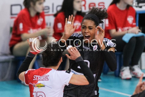  23.04.2018 RZESZOW <br />SIATKOWKA LIGA SIATKOWKI KOBIET LSK 2017/2018 WOMEN VOLLEYBALL POLAND POLISH LEAGUE <br />FAZA PLAYOFF - POLFINAL - 3. MECZ<br />MECZ DEVELOPRES SKYRES RZESZOW - LKS COMMERCECON LODZ <br />N/Z DEJA MCCLENDON RADOSC EMOCJE <br /> 