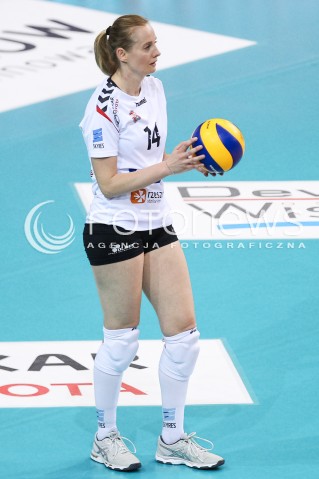  23.04.2018 RZESZOW <br />SIATKOWKA LIGA SIATKOWKI KOBIET LSK 2017/2018 WOMEN VOLLEYBALL POLAND POLISH LEAGUE <br />FAZA PLAYOFF - POLFINAL - 3. MECZ<br />MECZ DEVELOPRES SKYRES RZESZOW - LKS COMMERCECON LODZ <br />N/Z AGNIESZKA RABKA SYLWETKA <br /> 