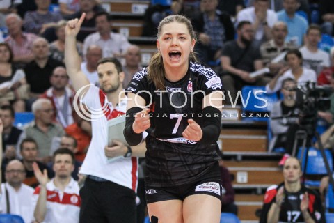  23.04.2018 RZESZOW <br />SIATKOWKA LIGA SIATKOWKI KOBIET LSK 2017/2018 WOMEN VOLLEYBALL POLAND POLISH LEAGUE <br />FAZA PLAYOFF - POLFINAL - 3. MECZ<br />MECZ DEVELOPRES SKYRES RZESZOW - LKS COMMERCECON LODZ <br />N/Z DOMINIKA MRAS RADOSC EMOCJE SYLWETKA <br /> 