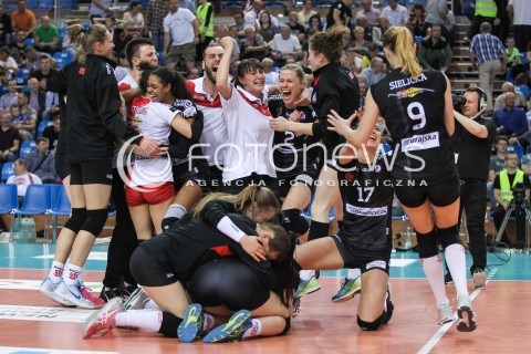  23.04.2018 RZESZOW <br />SIATKOWKA LIGA SIATKOWKI KOBIET LSK 2017/2018 WOMEN VOLLEYBALL POLAND POLISH LEAGUE <br />FAZA PLAYOFF - POLFINAL - 3. MECZ<br />MECZ DEVELOPRES SKYRES RZESZOW - LKS COMMERCECON LODZ <br />N/Z EWA KWIATKOWSKA RADOSC ZWYCIESTWO EMOCJE AWANS SYLWETKA <br /> 