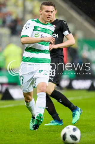  23.04.2018 GDANSK<br />PILKA NOZNA - EKSTRAKLASA SEZON 2017/2018<br />MECZ LECHIA GDANSK - CRACOVIA KRAKOW<br />N/Z LUKAS HARASLIN SYLWETKA<br /> 