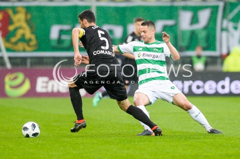  23.04.2018 GDANSK<br />PILKA NOZNA - EKSTRAKLASA SEZON 2017/2018<br />MECZ LECHIA GDANSK - CRACOVIA KRAKOW<br />N/Z MIROSLAV COVILO ARIEL BORYSIUK<br /> 