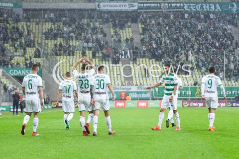  23.04.2018 GDANSK<br />PILKA NOZNA - EKSTRAKLASA SEZON 2017/2018<br />MECZ LECHIA GDANSK - CRACOVIA KRAKOW<br />N/Z FLAVIO PAIXAO MICHAL NALEPA PATRYK LIPSKI LUKAS HARASLIN SIMEON SLAVCHEV STEVEN VITORIA RADOSC BRAMKA GOL NIEUZNANY VAR<br /> 