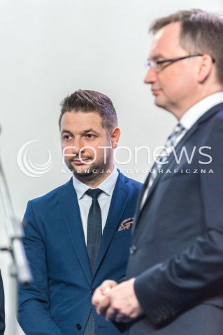  26.04.2018 WARSZAWA<br />PREZENTACJA KANDYDATOW PIS NA PREZYDENTOW MIAST<br />N/Z PATRYK JAKI ZBIGNIEW ZIOBRO<br /> 