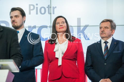  26.04.2018 WARSZAWA<br />PREZENTACJA KANDYDATOW PIS NA PREZYDENTOW MIAST<br />N/Z MICHAL WPIJ VIOLETTA POROWSKA WOJCIECH BUCZAK<br /> 