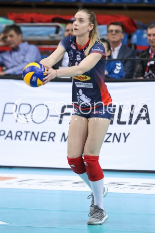  26.04.2018 RZESZOW <br />SIATKOWKA LIGA SIATKOWKI KOBIET LSK 2017/2018 WOMEN VOLLEYBALL POLAND POLISH LEAGUE <br />FAZA PLAYOFF - MECZ O 3. MIEJSCE - 1. MECZ<br />MECZ DEVELOPRES SKYRES RZESZOW - GROT BUDOWLANI LODZ <br />N/Z ADRIANNA MUSZYNSKA SYLWETKA <br /> 