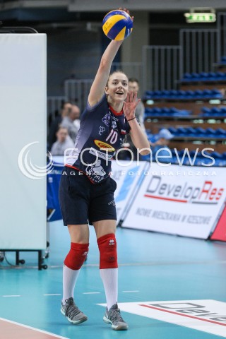  26.04.2018 RZESZOW <br />SIATKOWKA LIGA SIATKOWKI KOBIET LSK 2017/2018 WOMEN VOLLEYBALL POLAND POLISH LEAGUE <br />FAZA PLAYOFF - MECZ O 3. MIEJSCE - 1. MECZ<br />MECZ DEVELOPRES SKYRES RZESZOW - GROT BUDOWLANI LODZ <br />N/Z ADRIANNA MUSZYNSKA SYLWETKA <br /> 