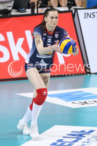  26.04.2018 RZESZOW <br />SIATKOWKA LIGA SIATKOWKI KOBIET LSK 2017/2018 WOMEN VOLLEYBALL POLAND POLISH LEAGUE <br />FAZA PLAYOFF - MECZ O 3. MIEJSCE - 1. MECZ<br />MECZ DEVELOPRES SKYRES RZESZOW - GROT BUDOWLANI LODZ <br />N/Z JULIA TWARDOWSKA SYLWETKA <br /> 