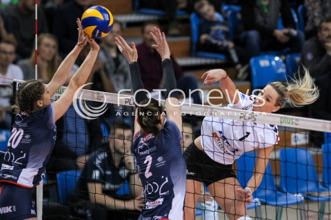  26.04.2018 RZESZOW <br />SIATKOWKA LIGA SIATKOWKI KOBIET LSK 2017/2018 WOMEN VOLLEYBALL POLAND POLISH LEAGUE <br />FAZA PLAYOFF - MECZ O 3. MIEJSCE - 1. MECZ<br />MECZ DEVELOPRES SKYRES RZESZOW - GROT BUDOWLANI LODZ <br />N/Z HELENE ROUSSEAUX <br /> 