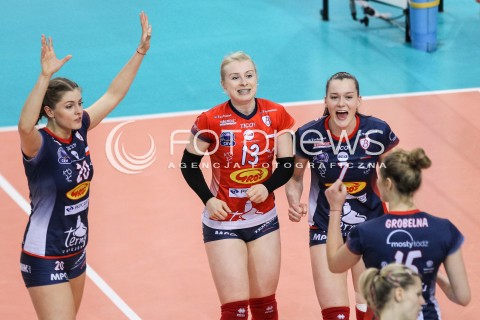  26.04.2018 RZESZOW <br />SIATKOWKA LIGA SIATKOWKI KOBIET LSK 2017/2018 WOMEN VOLLEYBALL POLAND POLISH LEAGUE <br />FAZA PLAYOFF - MECZ O 3. MIEJSCE - 1. MECZ<br />MECZ DEVELOPRES SKYRES RZESZOW - GROT BUDOWLANI LODZ <br />N/Z MARTYNA GRAJBER AGATA WITKOWSKA JULIA TWARDOWSKA RADOSC EMOCJE <br /> 